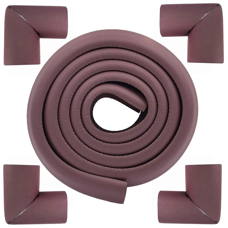 M2cbridge L Shape Extra Thick Furniture Table Edge Protectors Foam Guard 6.5 Ft (Brown with 4 Corners) - Image 1